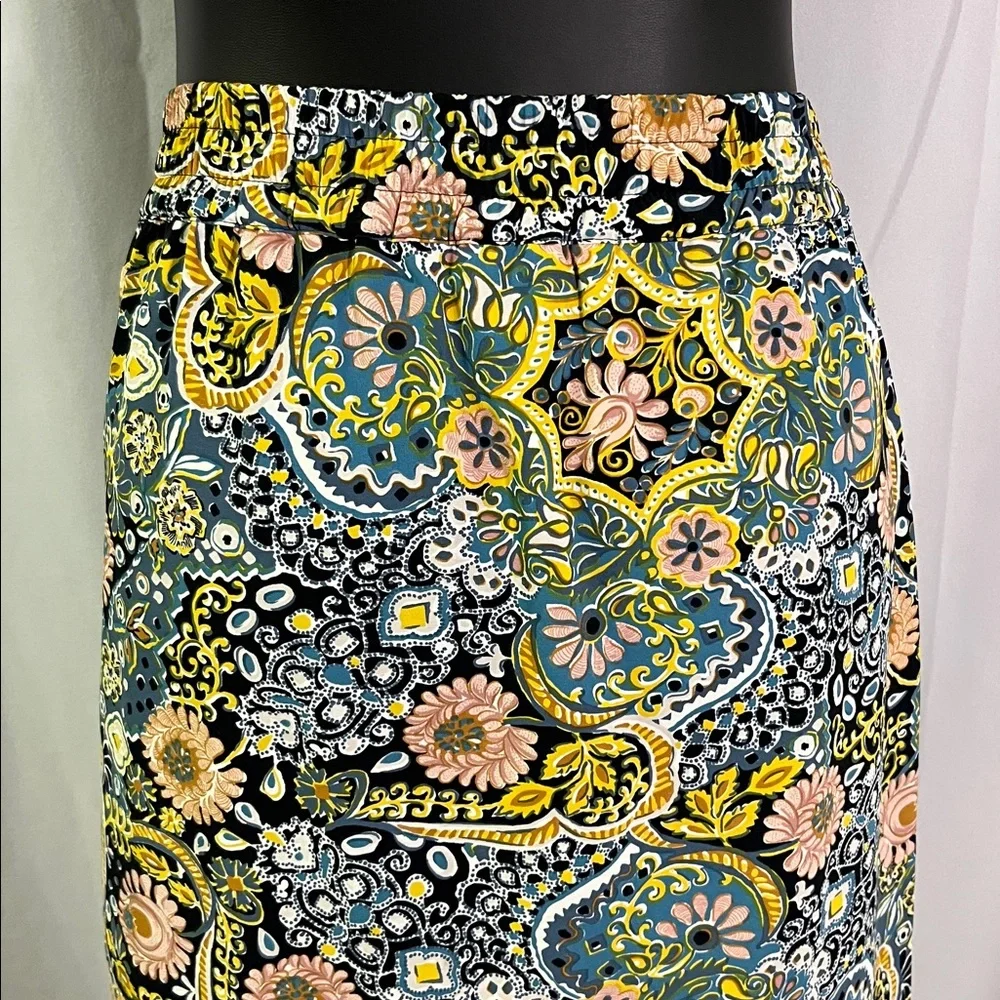 LOFT Multicolor Paisley Print Pull-On Skirt